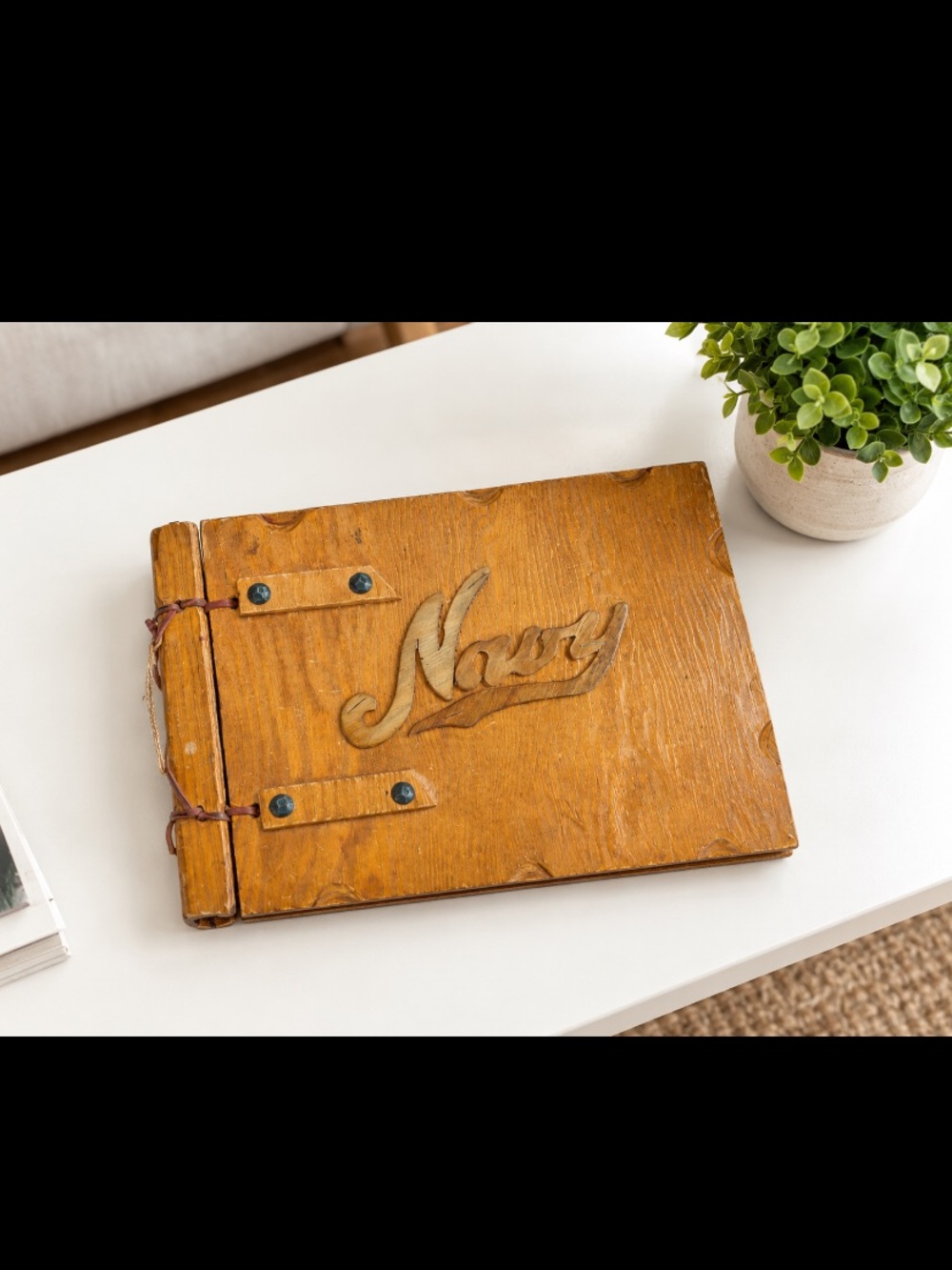 “Navy”' 1940’s Wooden Photo and Memory Album Custom Made with Memorabilia